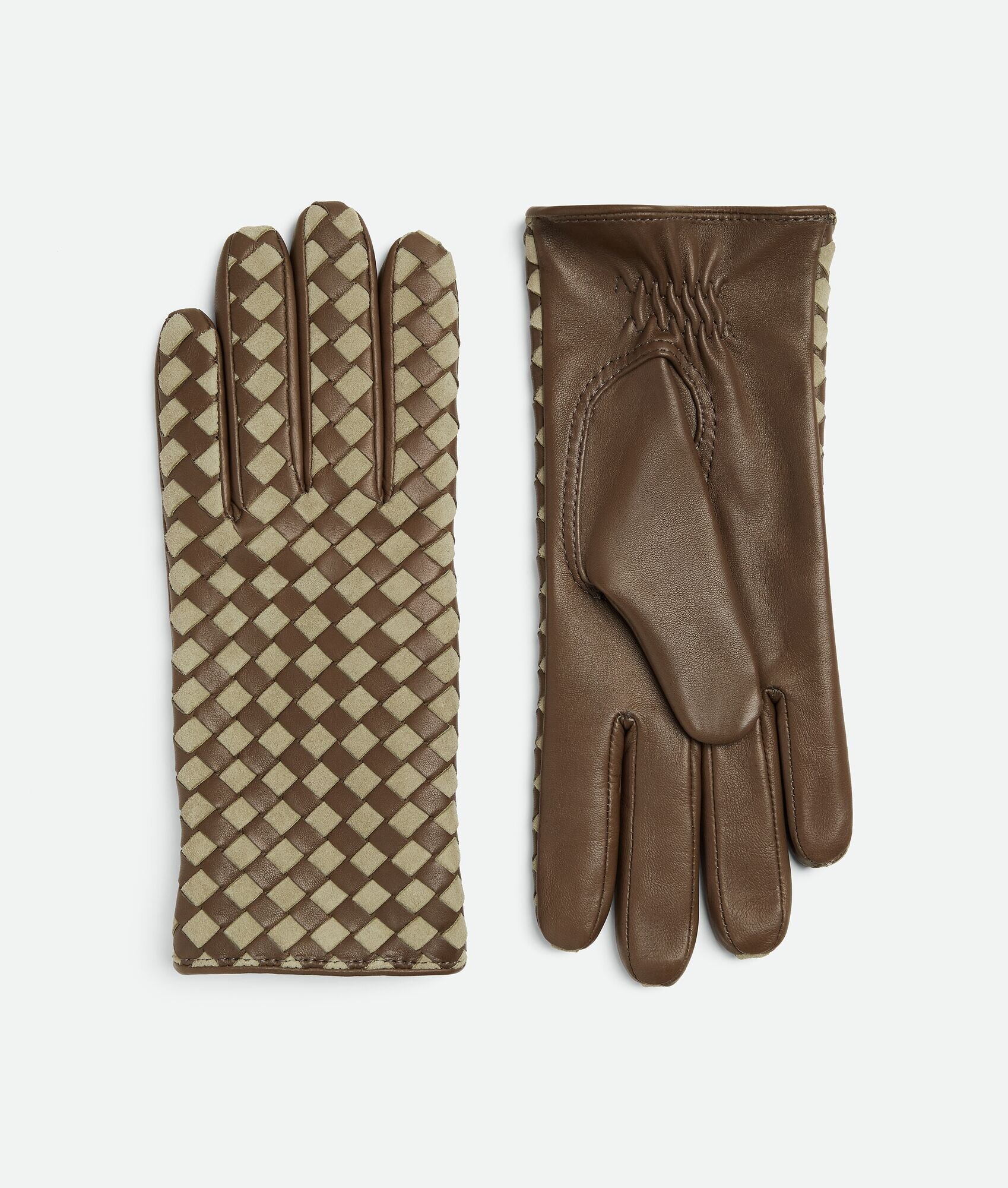 Intrecciato Leather And Suede Gloves