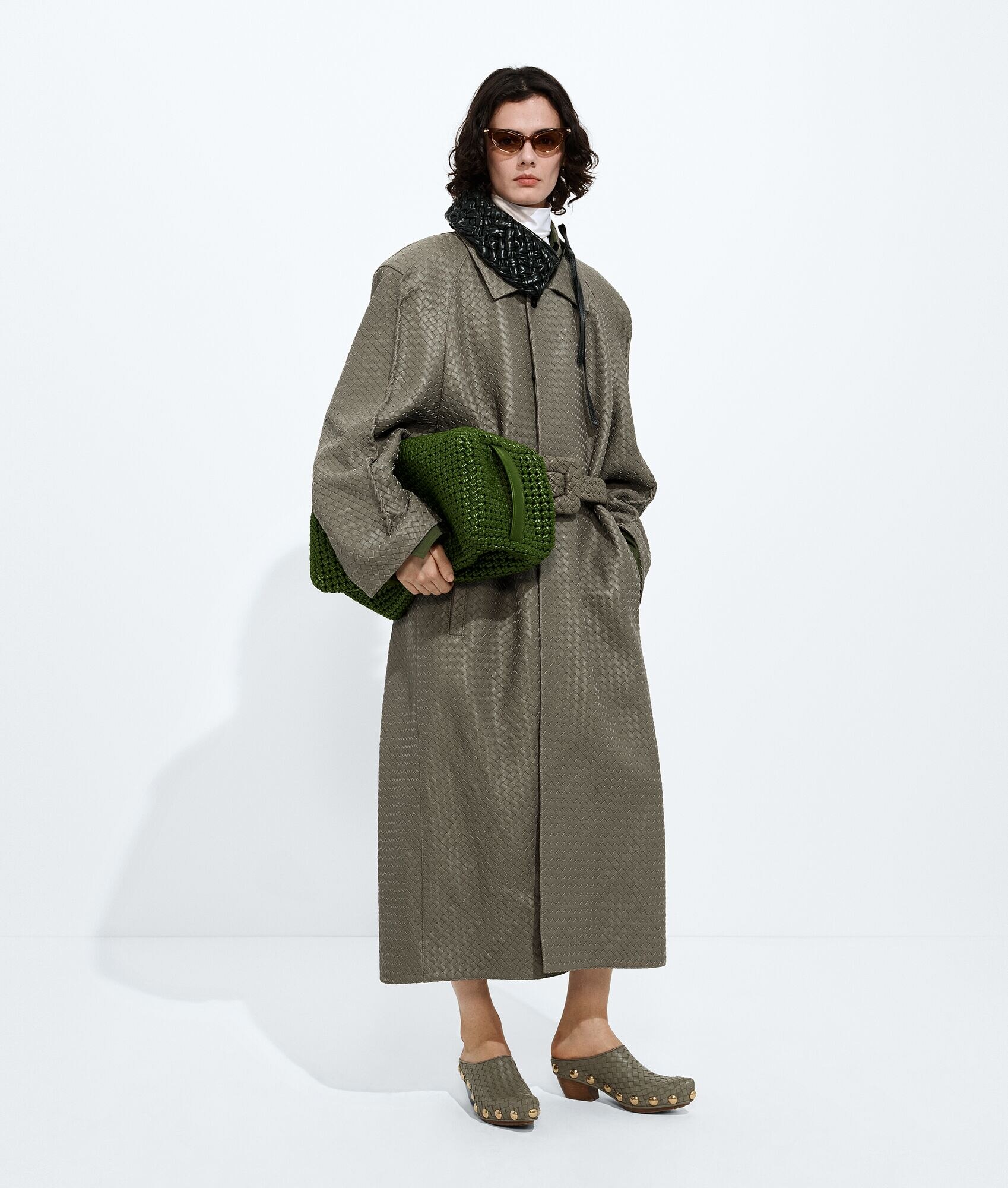 Intrecciato Leather Coat