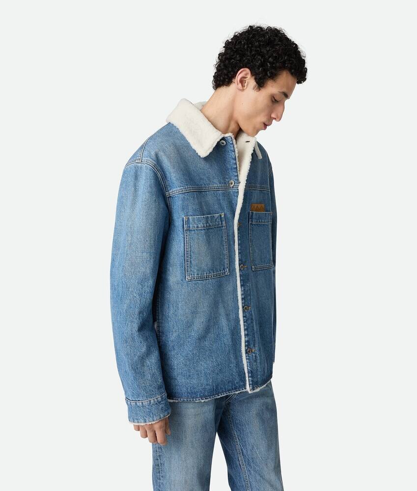 Vintage Indigo Denim And Shearling Jacket