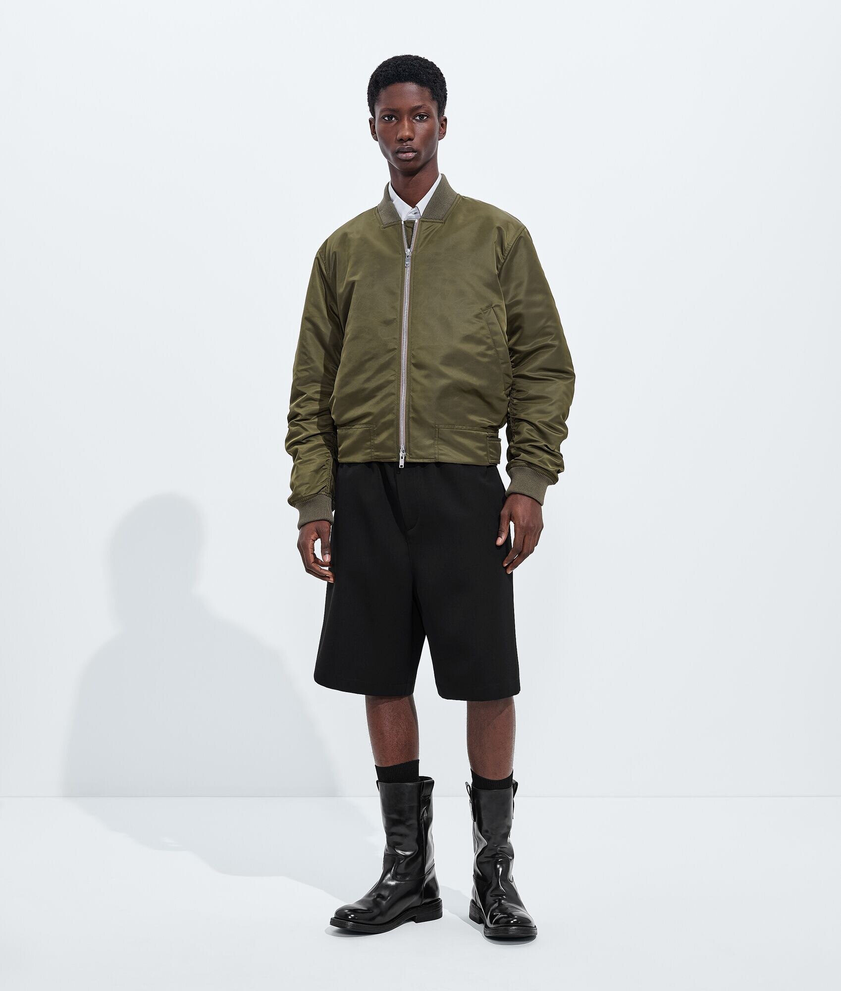 Padded Nylon Bomber Jacket