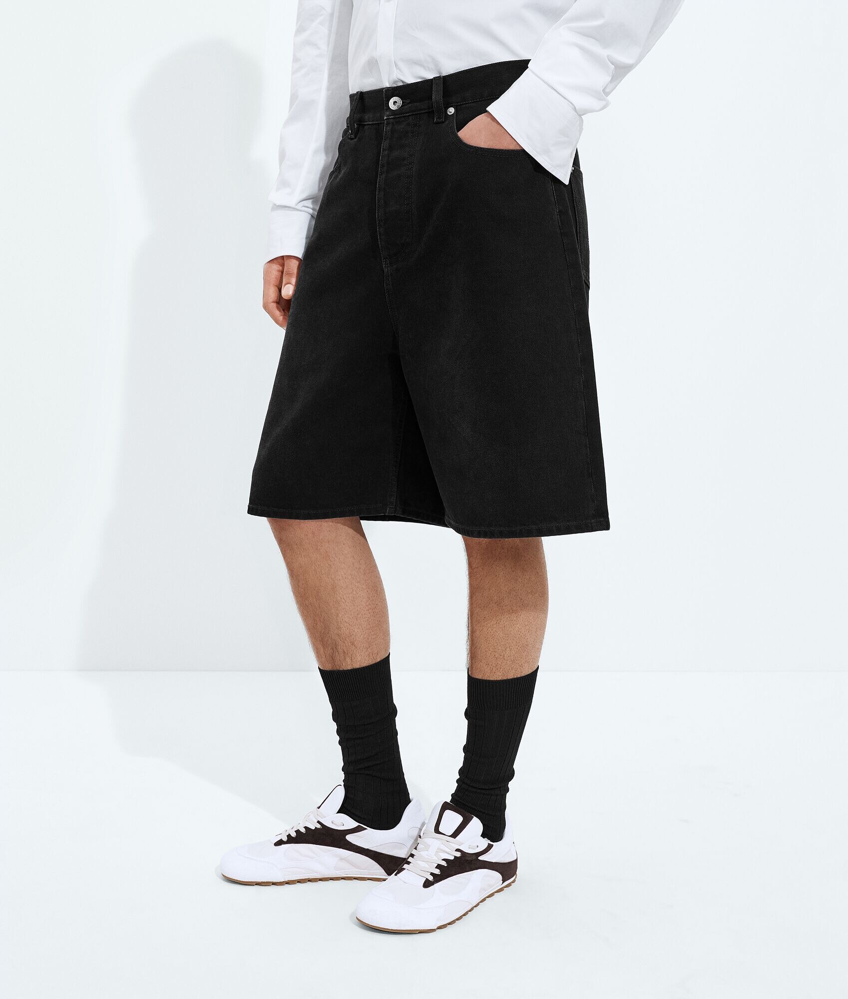 Faded Black Denim Shorts