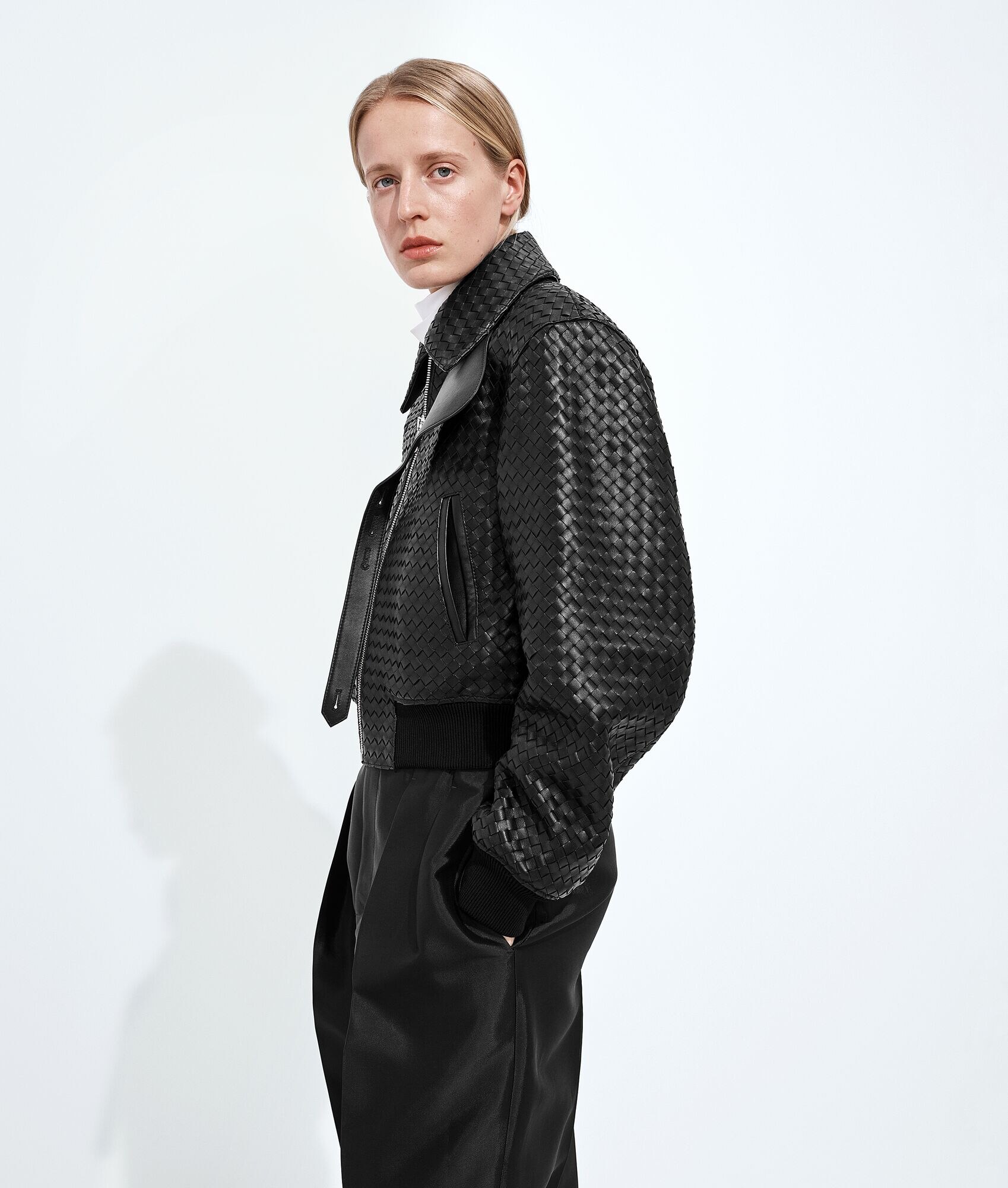 Intrecciato Leather Blouson