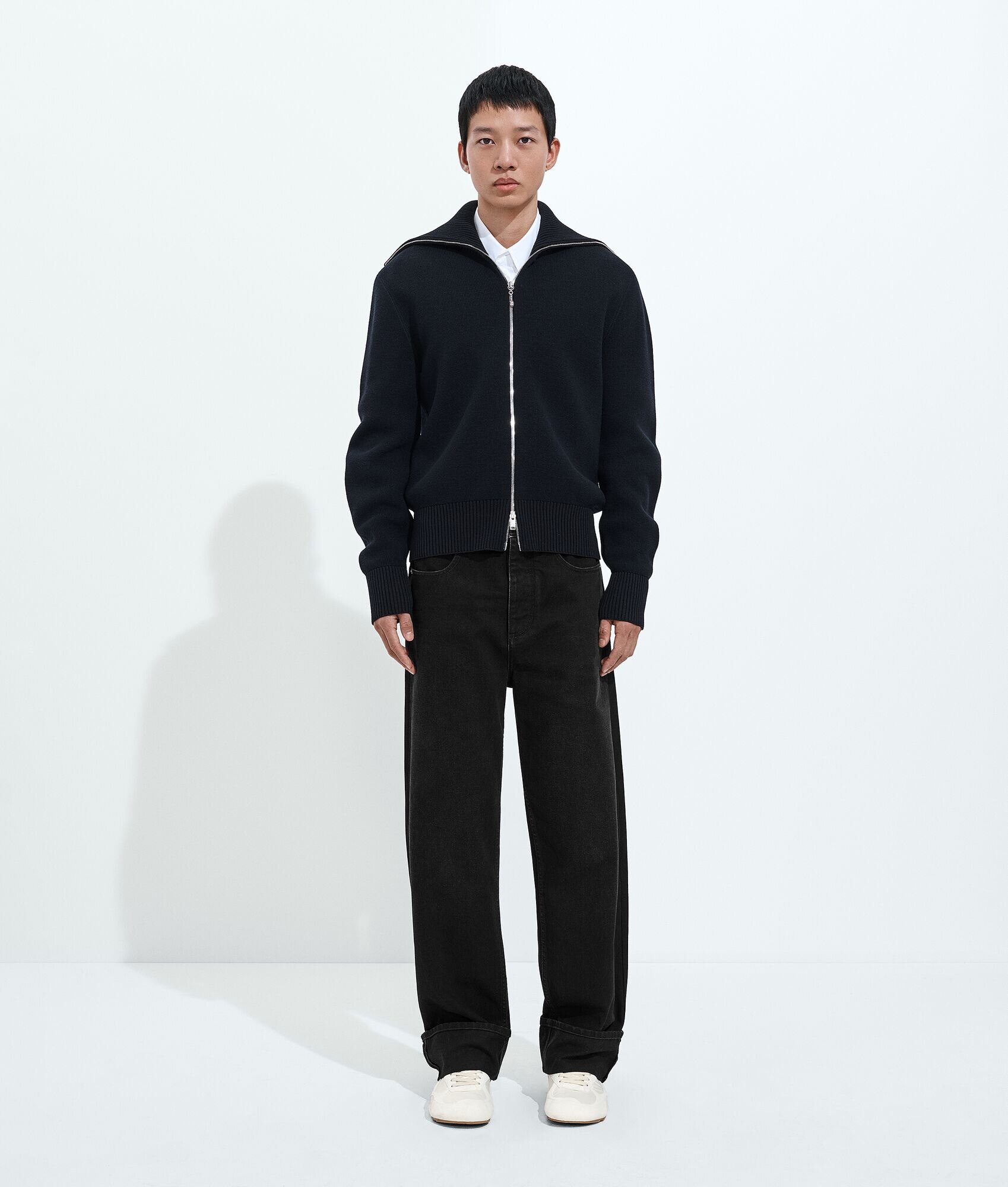 Faded Black Turned-Up Jeans