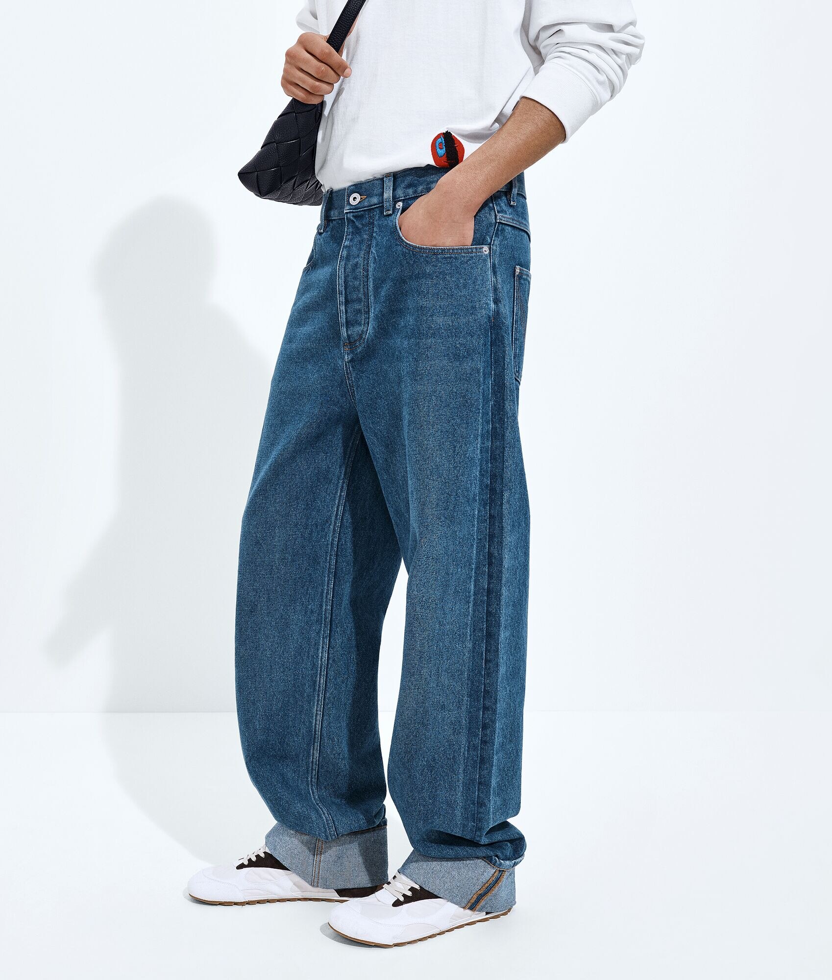 Medium Indigo Turned-Up Jeans