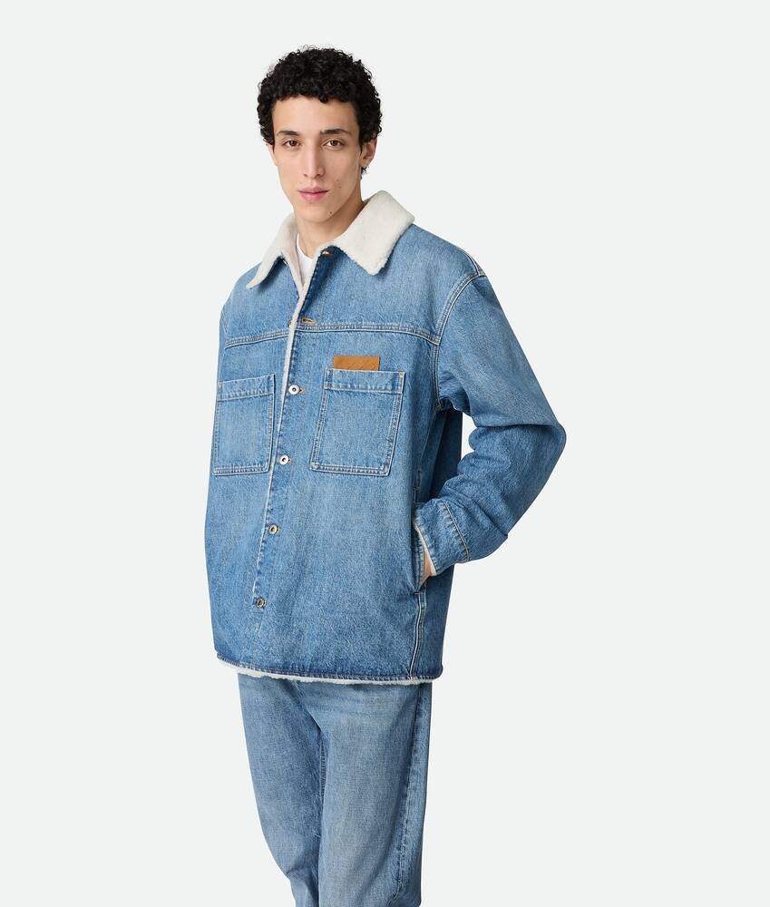 Vintage Indigo Denim And Shearling Jacket