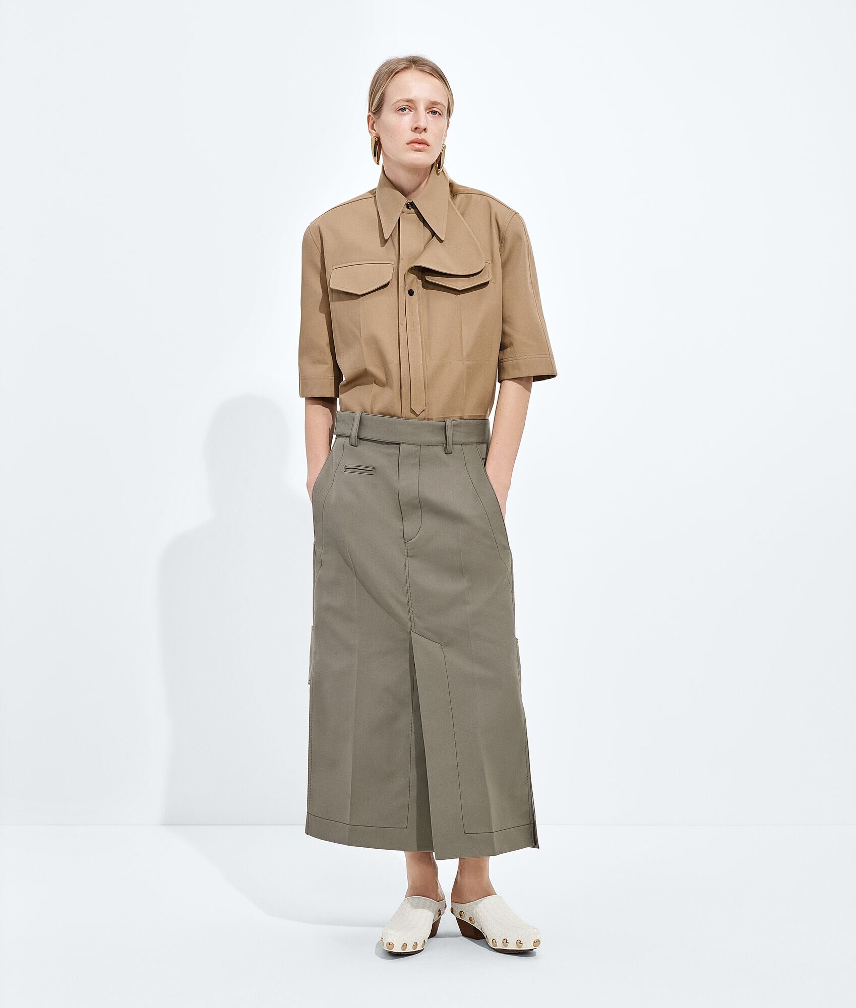 Cotton and Silk Gabardine Skirt