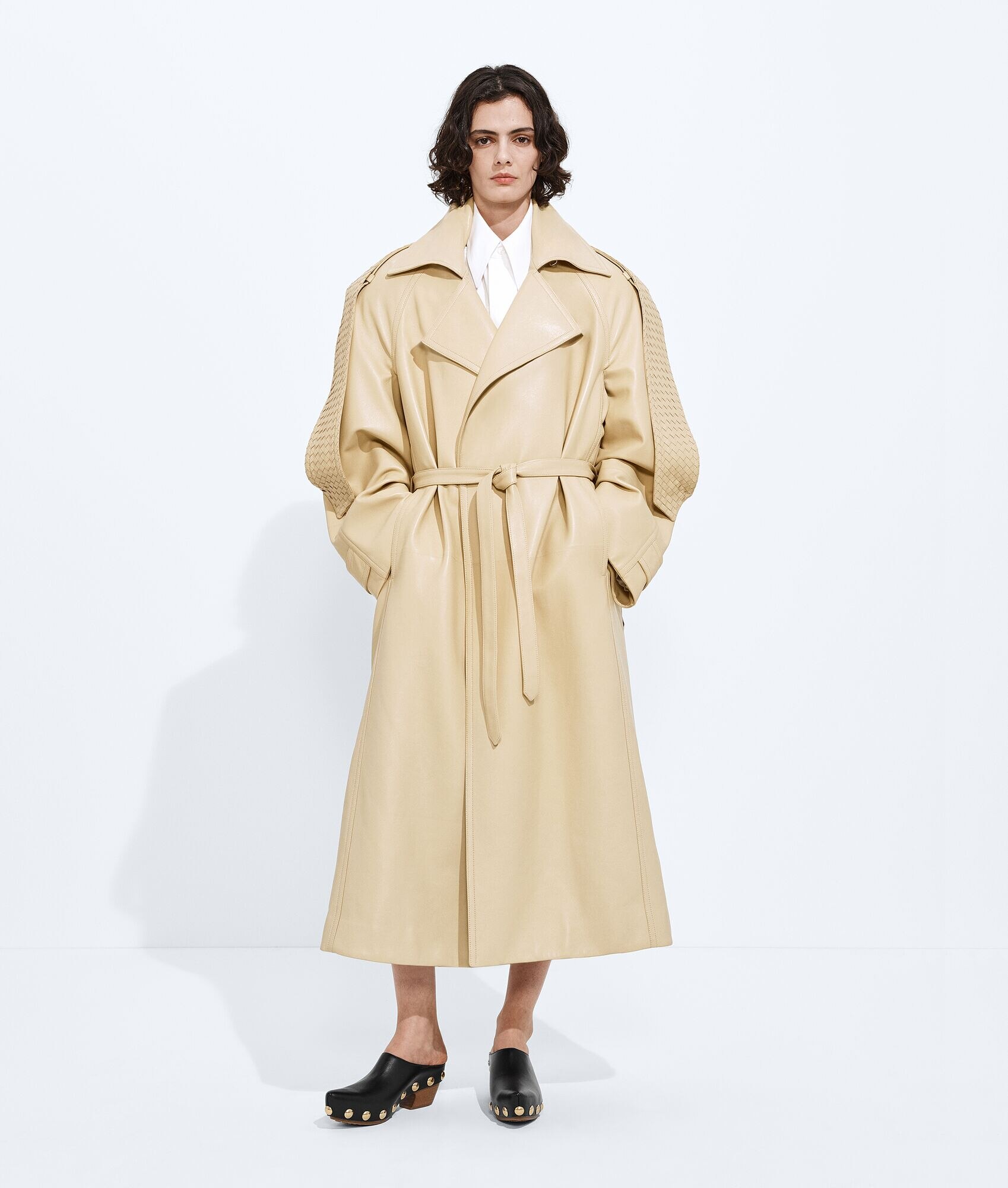 Semi Shiny Leather Trench