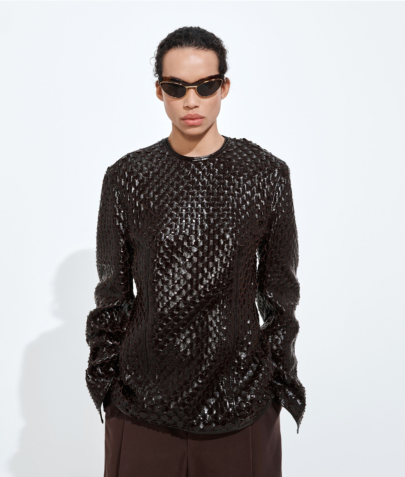 Scale Intreccio Leather Top