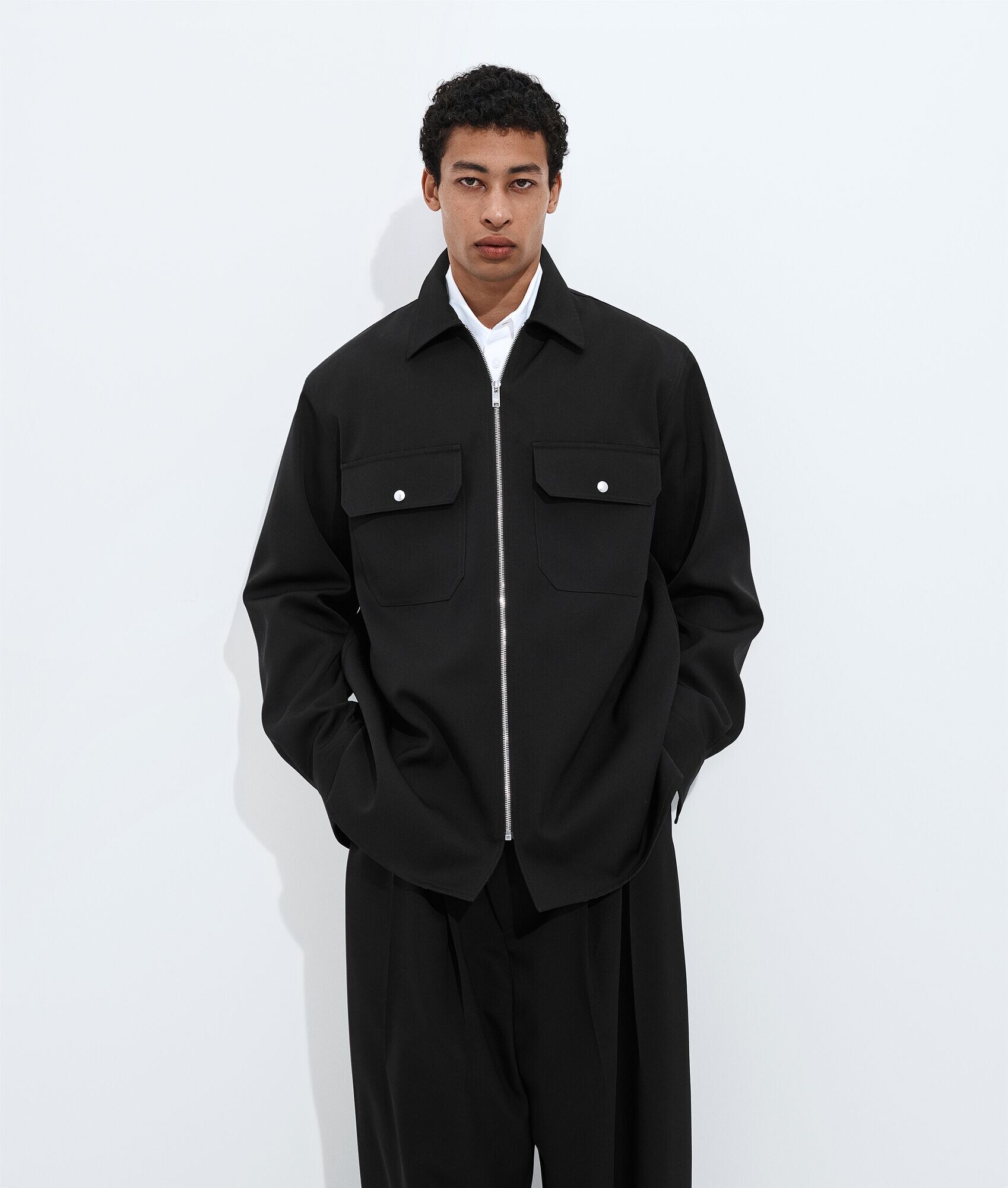 Wool Grain De Poudre Overshirt