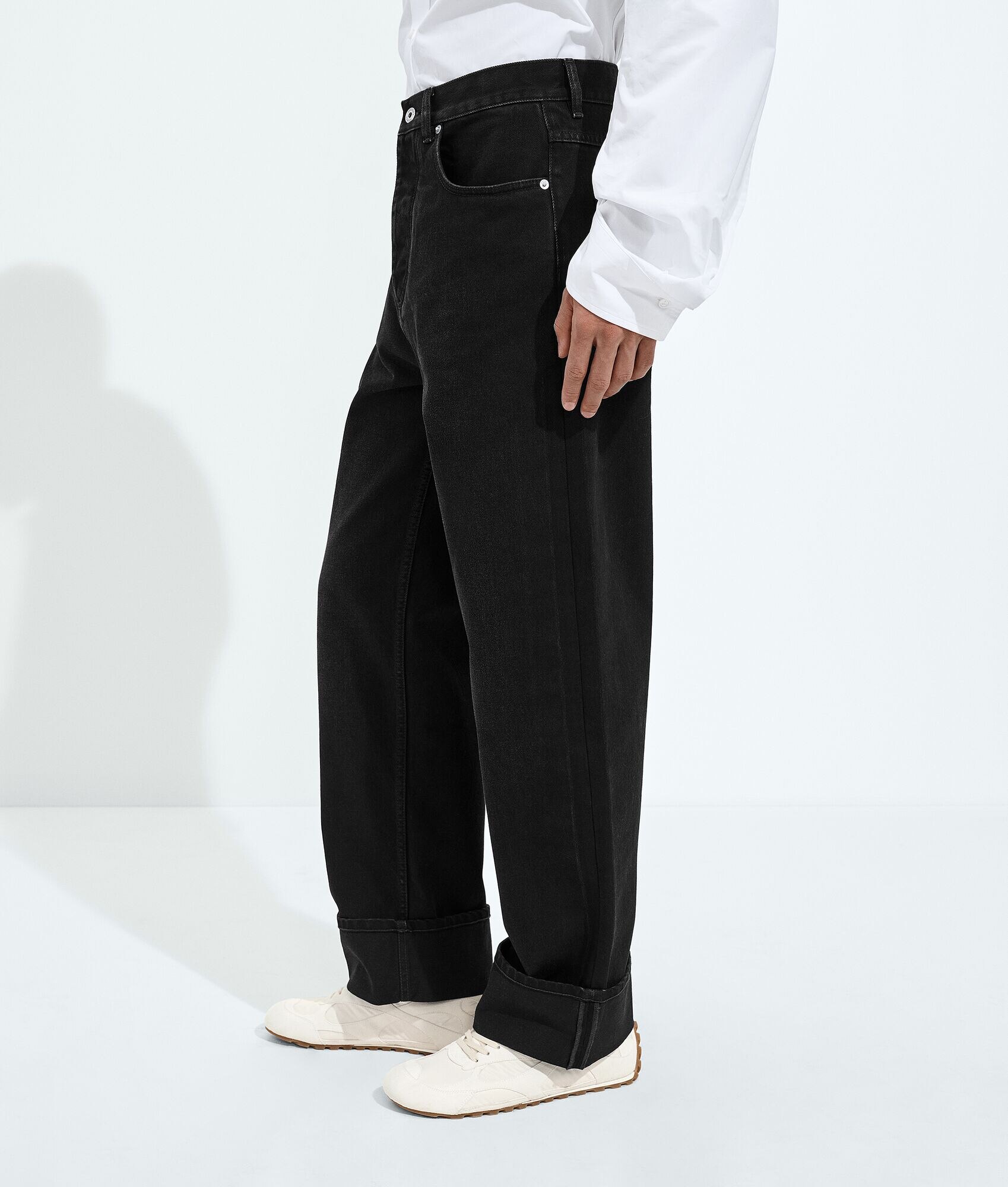 Faded Black Turned-Up Jeans